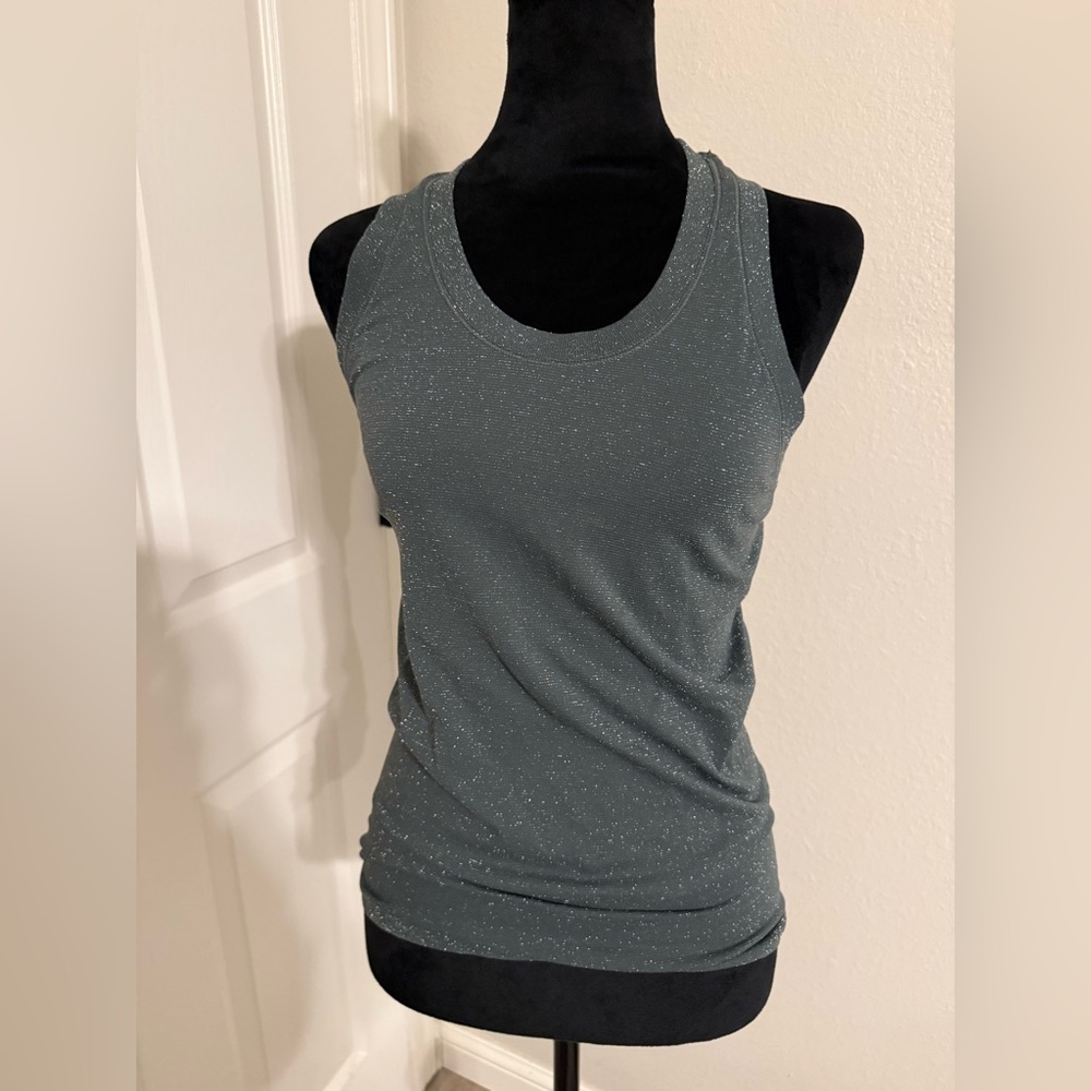 Athleta Metallic Speckle Racerback Tank in Heather Gray